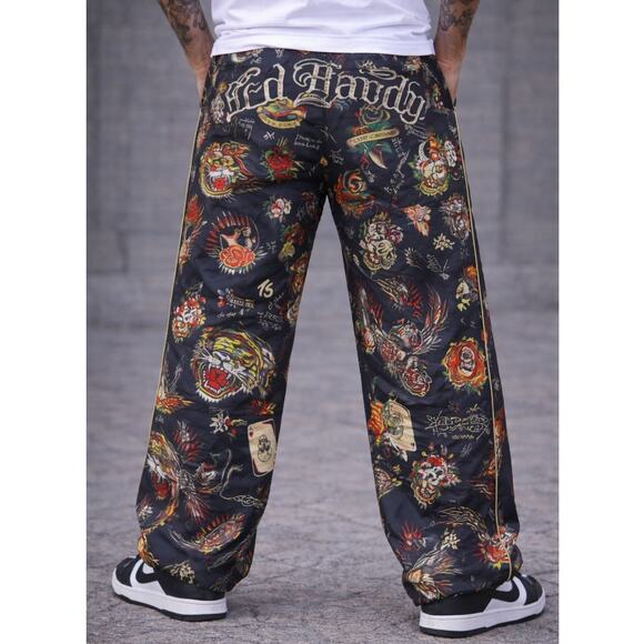 Ed Hardy Other - Ed Hardy Tattoo Print Jogger Pants Unisex Large NWT Black Streetwear Lounge